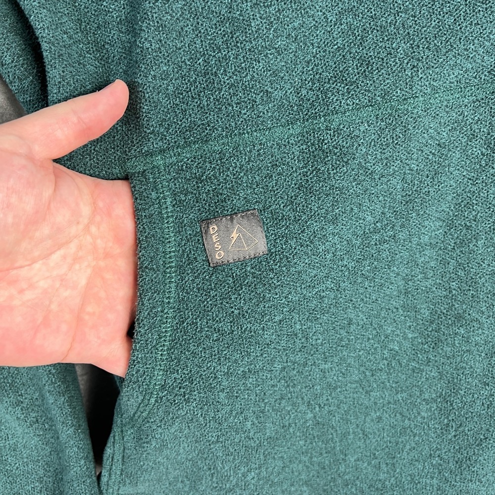 Deso Cowl Neck Fleece Puilover Womans Medium Green Gorpcore Warm Pockets USA - Picture 3 of 8